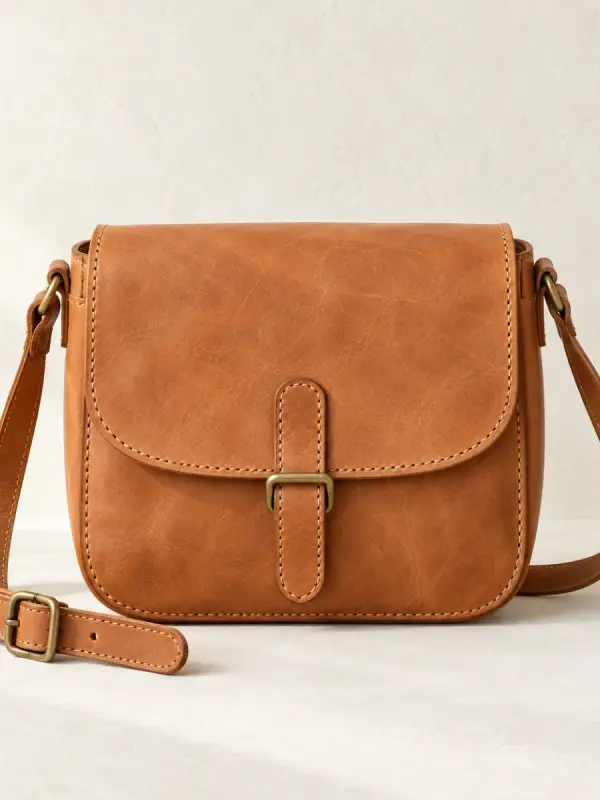 Sacoche bandoulière en cuir « Atlas » — Cuir de vachette, Fès