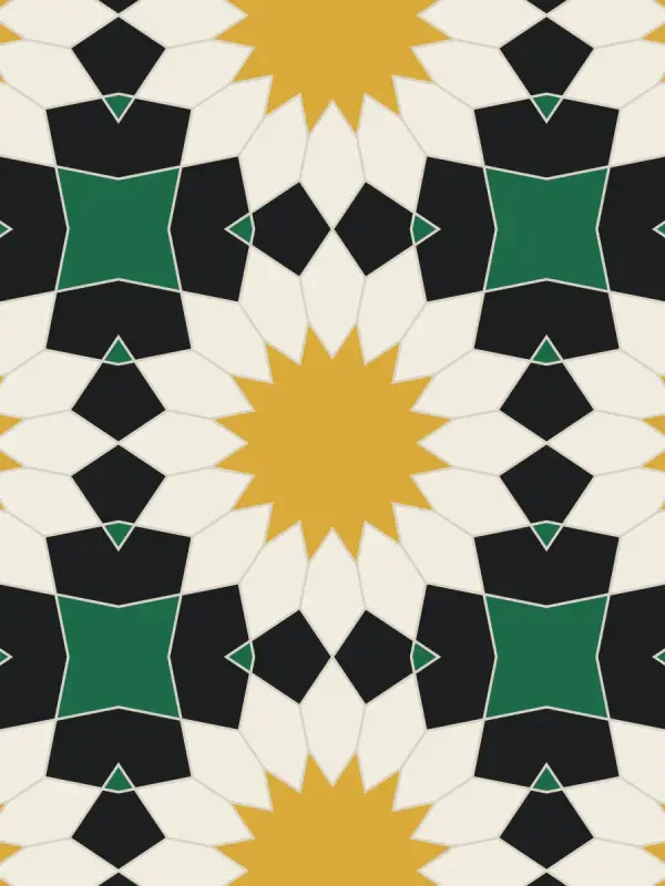 لوح زليج مُجمَّع مسبقًا ≈ 30 × 30 سم — طين مشويّ مزجّج, فاس