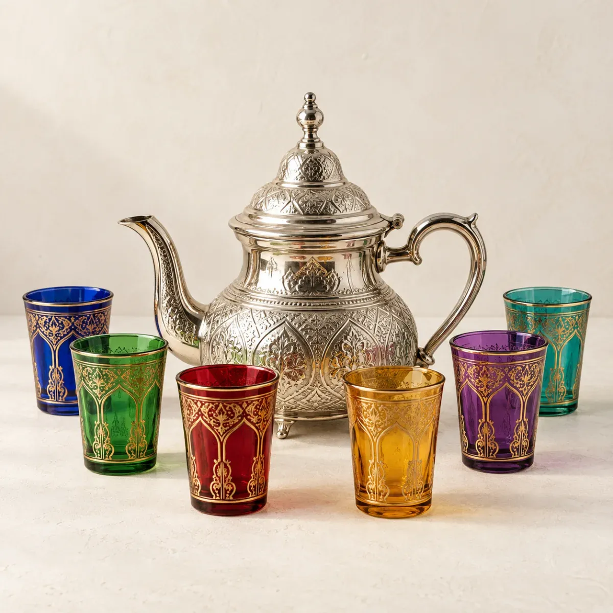 Produit Service à thé : théière berrad et 6 verres Image